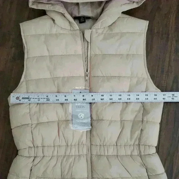 Swiss Tech Tan Hooded Fitted‎ Fall Winter Long Vest XS - Picture 9 of 11